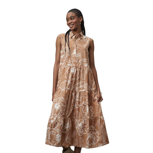 Blauer Abito lungo Abito Donna lungo floreale Sabbia - Francavilla Moda